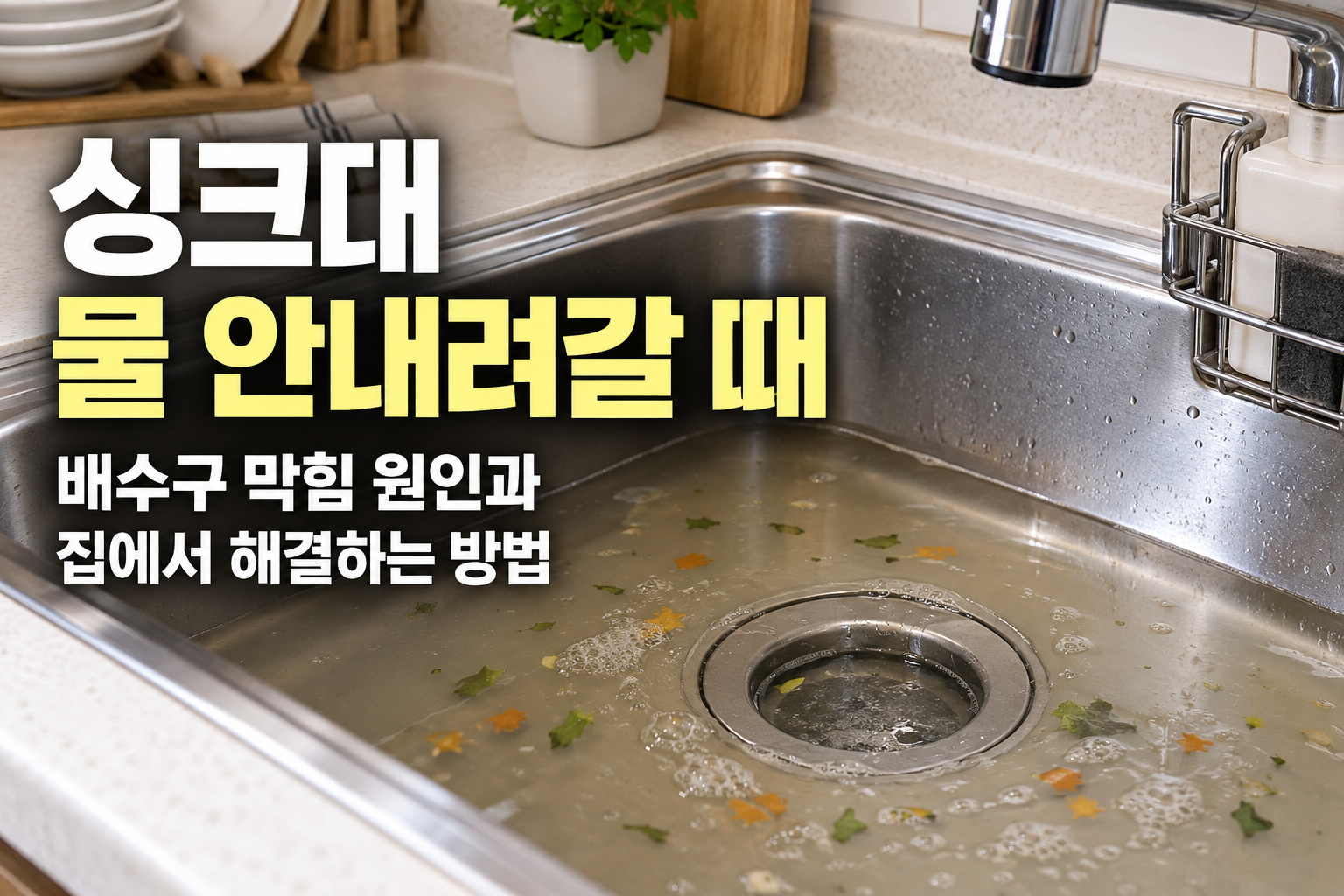 싱크대 물 안내려갈 때 배수구 막힘 원인과 해결 방법